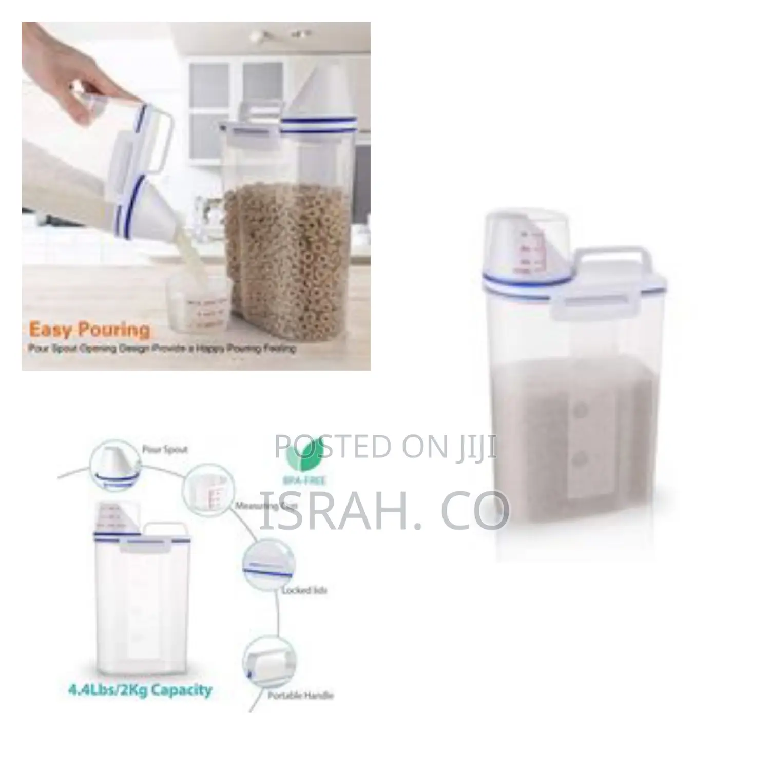 2 Litre Plastic Food Storage Rice Cereal Container Bin,White