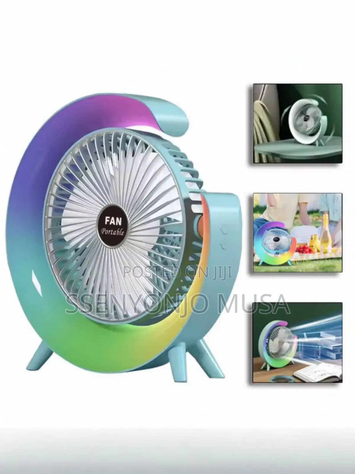 Usb Desk Fan- Silent,Powerful, Rechargeable With Led Light