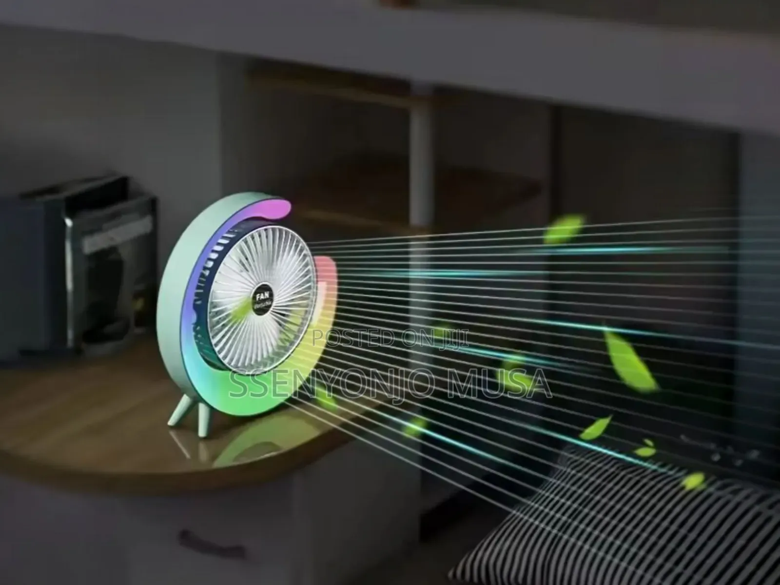 Usb Desk Fan- Silent,Powerful, Rechargeable With Led Light
