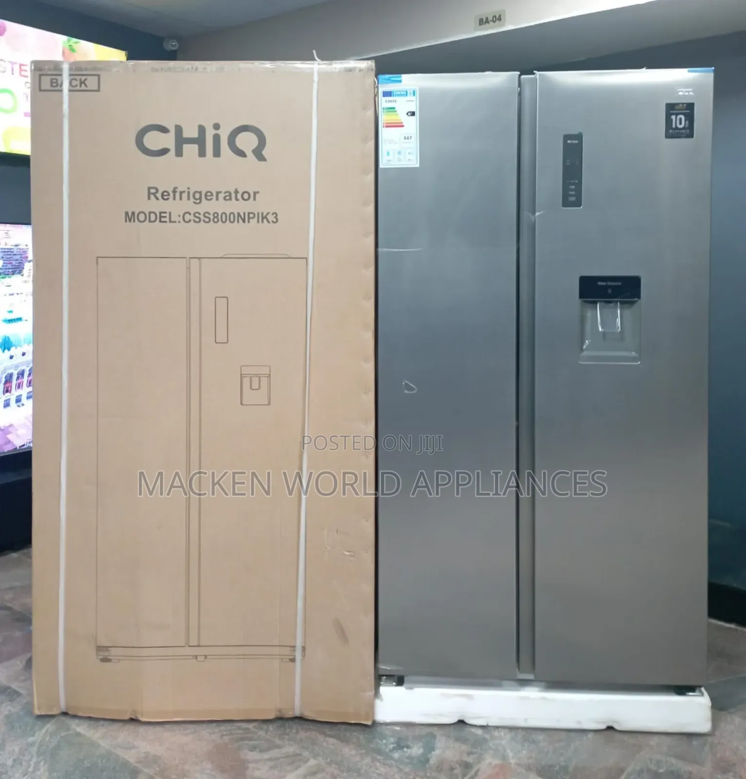 Chiq 800 Liters Side-by-Side Refrigerators With Water Dispenser