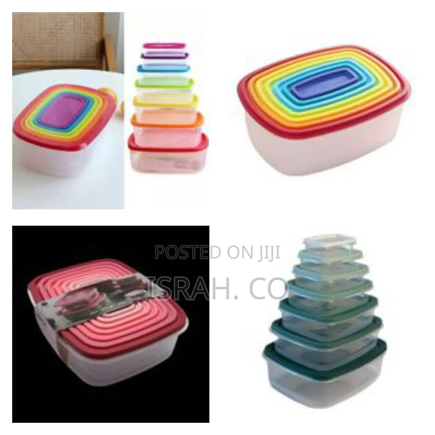 7 Piece Rainbow Plastic Fridge Storage Food Containers