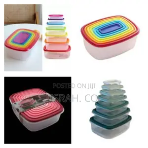 7 Piece Rainbow Plastic Fridge Storage Food Containers