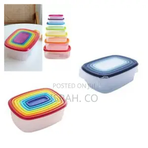 7 Piece Rainbow Plastic Fridge Storage Food Containers