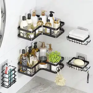 Five-piece Set Of Black Metal Shower Caddies