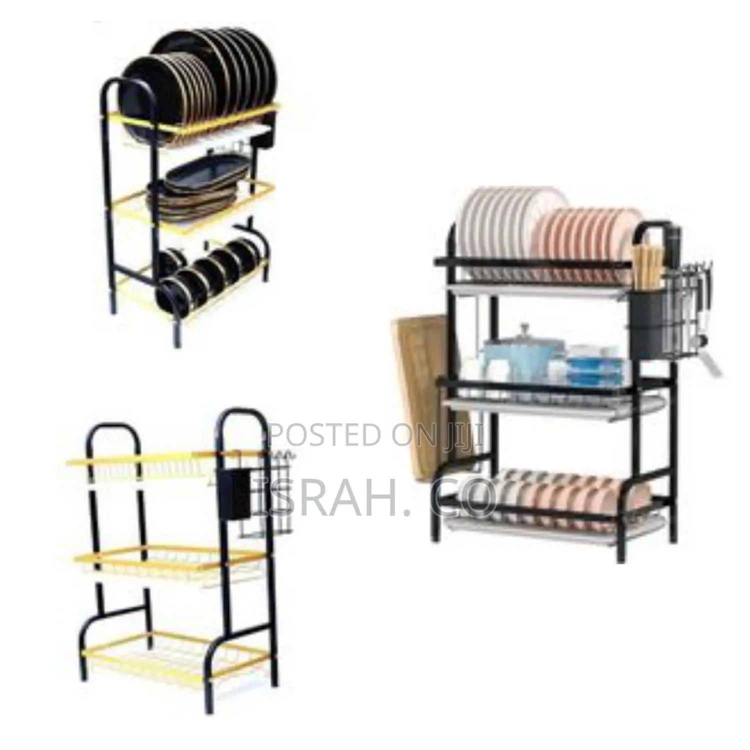 3-Layers Black Gold Kitchen Dish Rack
