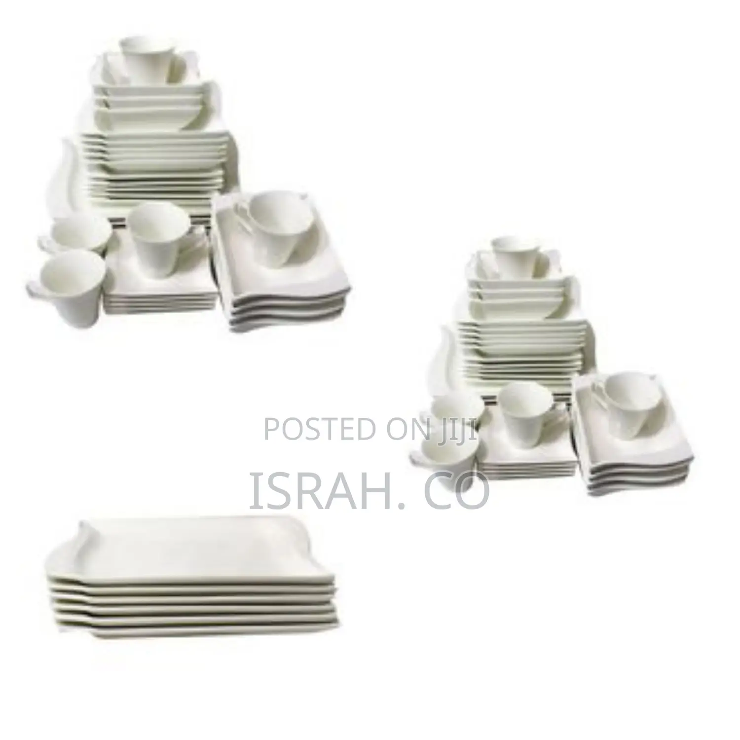 37 PCS of Square Plates, Bowls, Side Plates, Cups Dinner Set