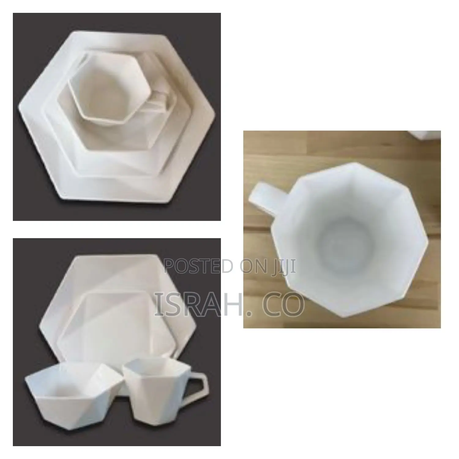 24 Pieces of Hexagonal Plates, Bowls, Cups
