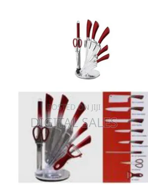 9 Piece Stainless Steel Rotating Stand Kitchen Knife Se