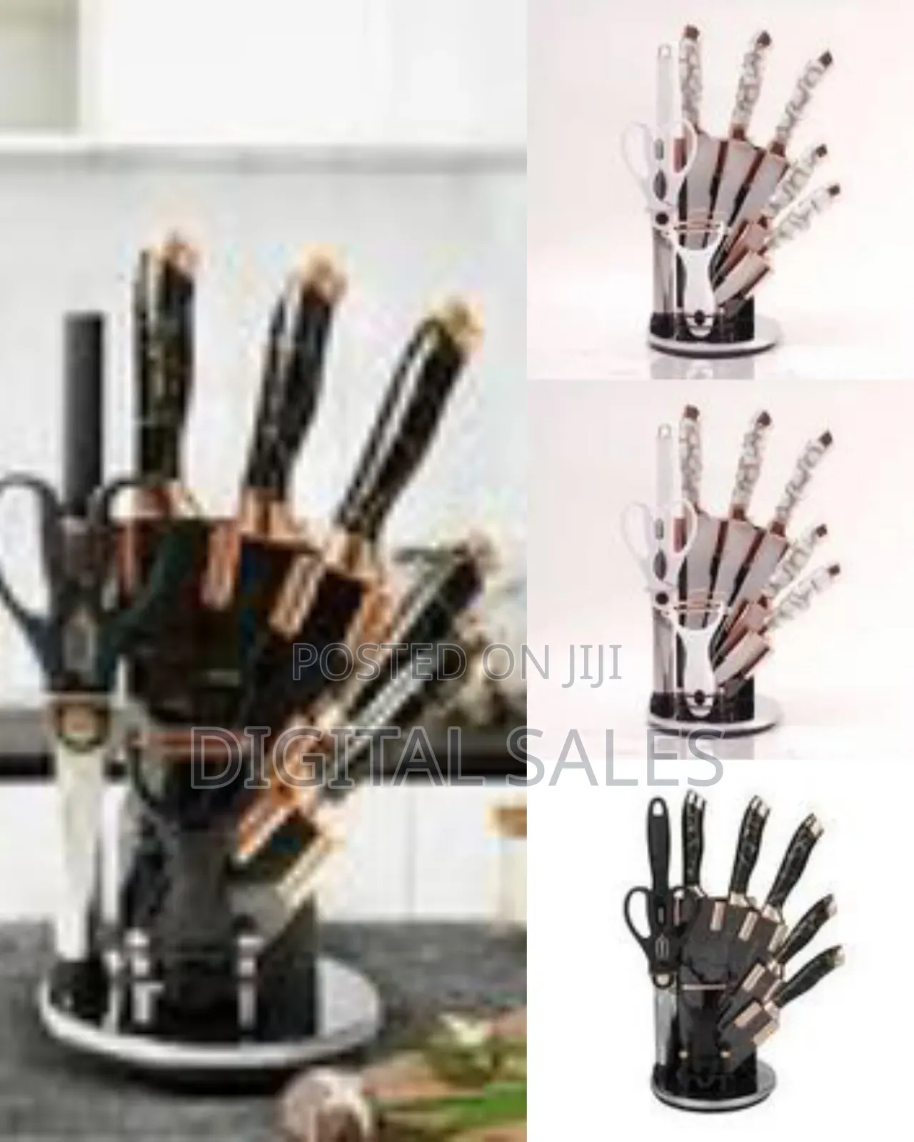 9 Pieces of Stainless Steel Kitchen Cooking Knives Set Chef Block