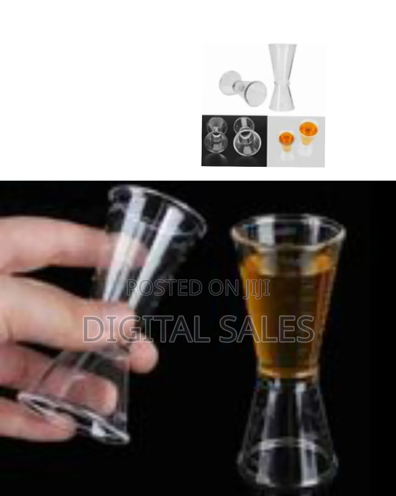 2 Pc 40cc Double Acrylic Jigger Cocktail Shot Glasses Spirit Measuring