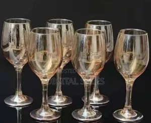 6 Pc Gold Lead-Free Juice, Champagne Wine Glasses Decorative