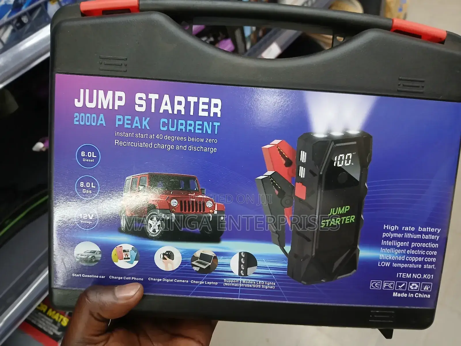 2000a Peak Current Portable Car Jump Starter