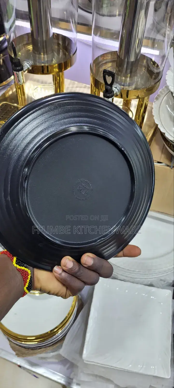 Melamine Black Plate 6 Pieces
