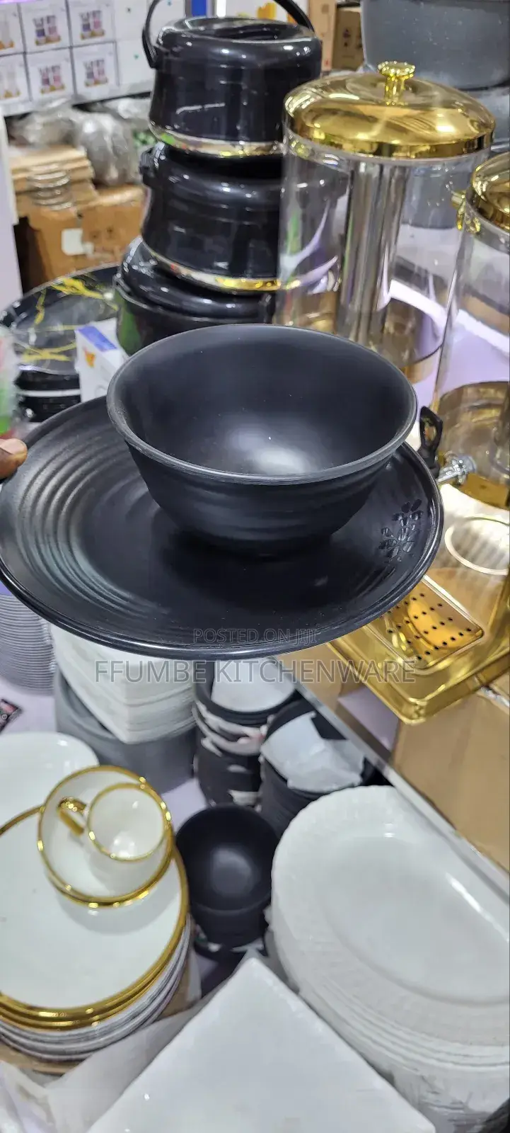 Melamine Black Plate 6 Pieces