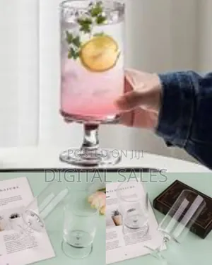 Set of 6 Plain Footed Glasses All Purpose Water Goblet Cups 500ml
