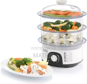 Black+Decker Food Steamer 3-Tier Detachable With Timer and Dishwasher