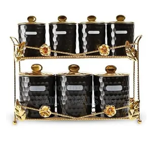 Life Smile 7piece Porcelain Food Storage Canister Organizer Set