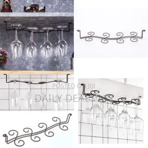8 Wine Glasses Rack Storage Organizer Holder, Black