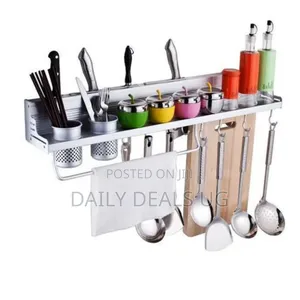 Wall Mounted Kitchen Utensils Holder Storage Stand Organizer Rack