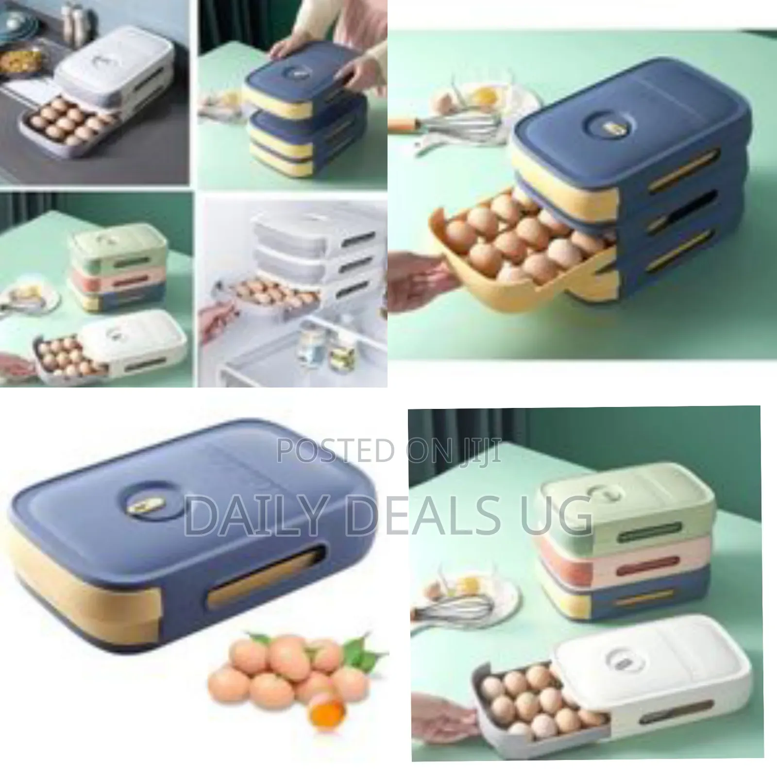 1pc 20 Eggtray Storage Box Auto Scrolling Drawer Holder Stackable