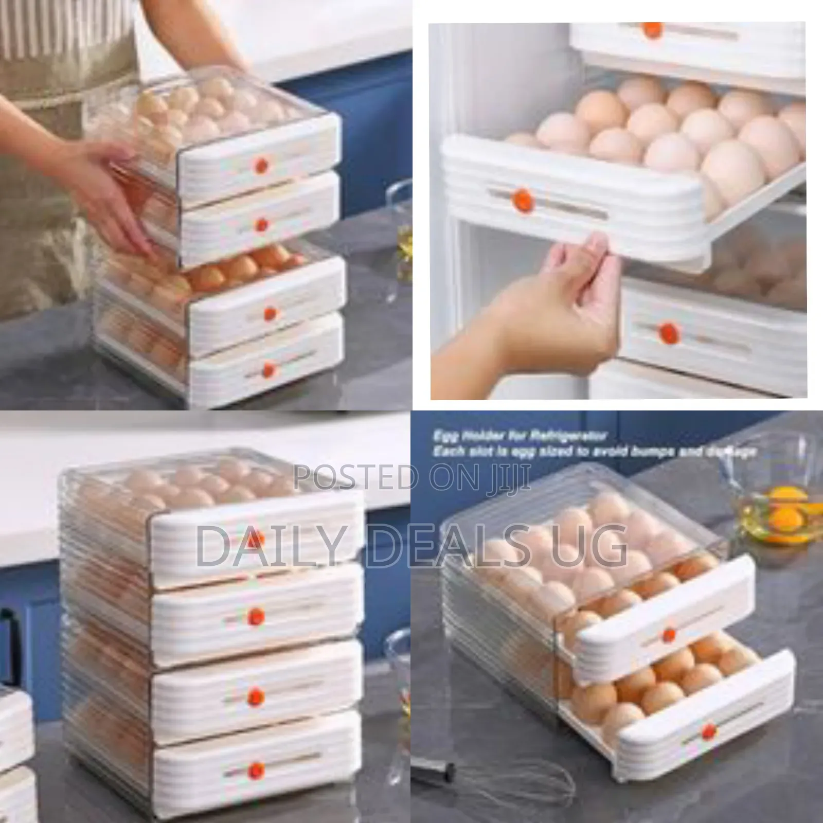Space Saving Multifunctional 2-Layer Stackable Refrigerator Egg Tray
