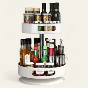 2tier 360° Rotating Kitchen Trolley Shelf-Spice Storage Rack