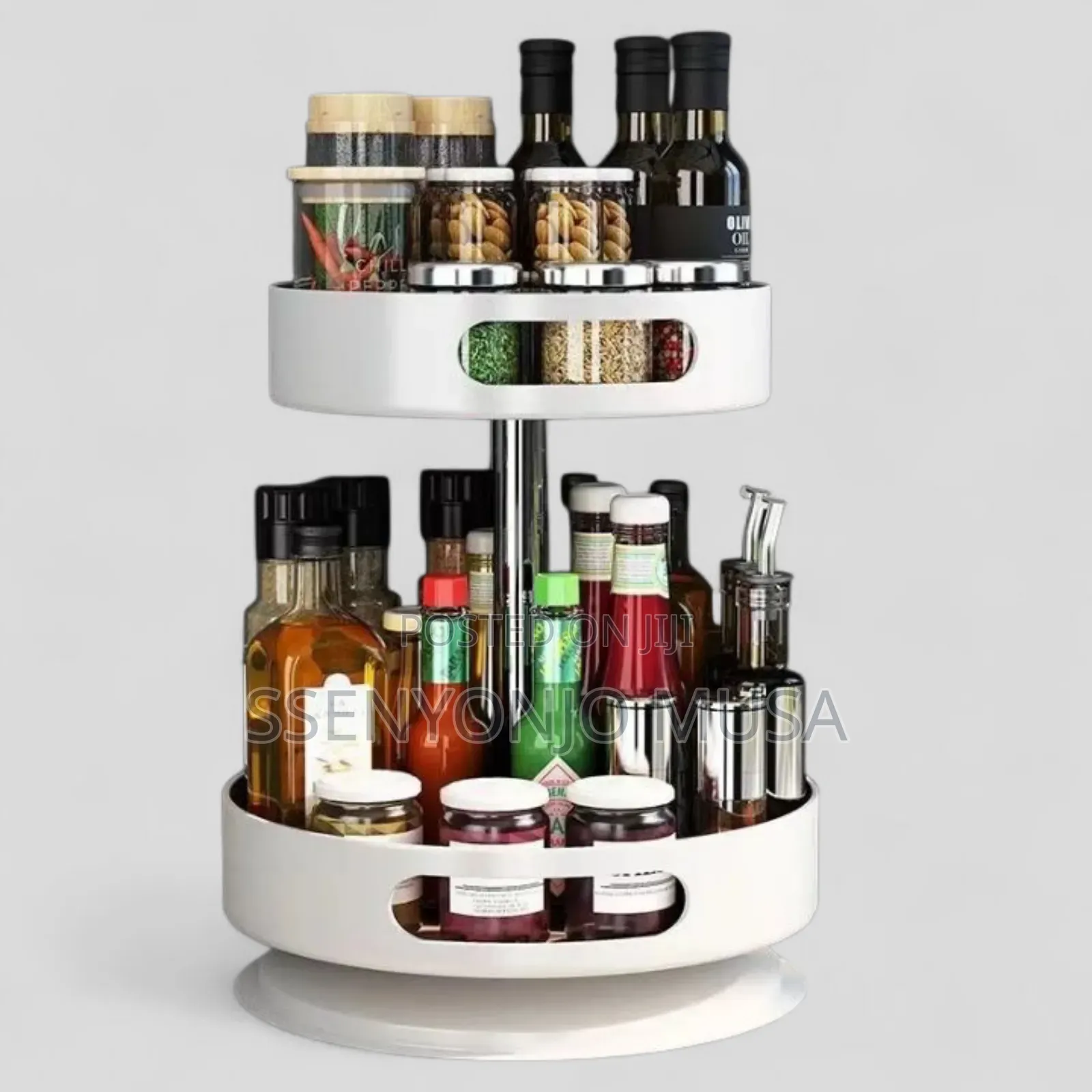 2tier 360° Rotating Kitchen Trolley Shelf-Spice Storage Rack