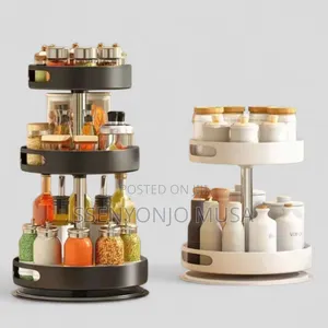 2tier 360° Rotating Kitchen Trolley Shelf-Spice Storage Rack