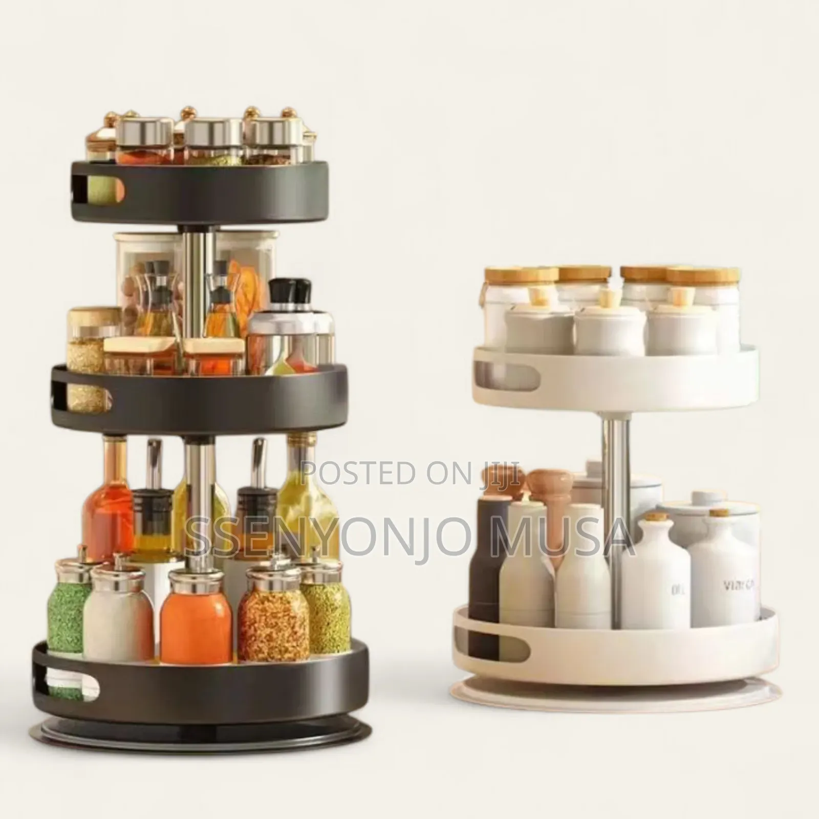 2tier 360° Rotating Kitchen Trolley Shelf-Spice Storage Rack