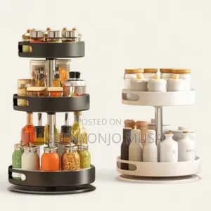 2tier 360° Rotating Kitchen Trolley Shelf-Spice Storage Rack