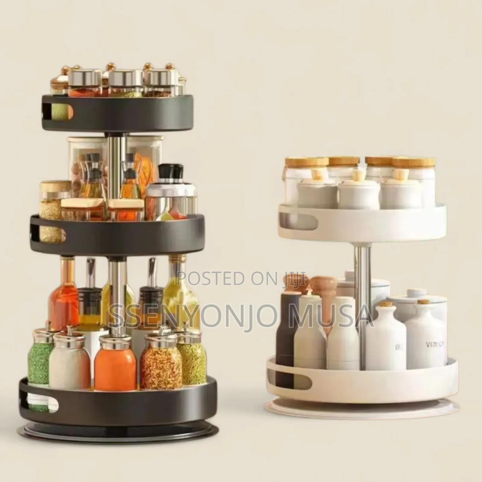 2tier 360° Rotating Kitchen Trolley Shelf-Spice Storage Rack