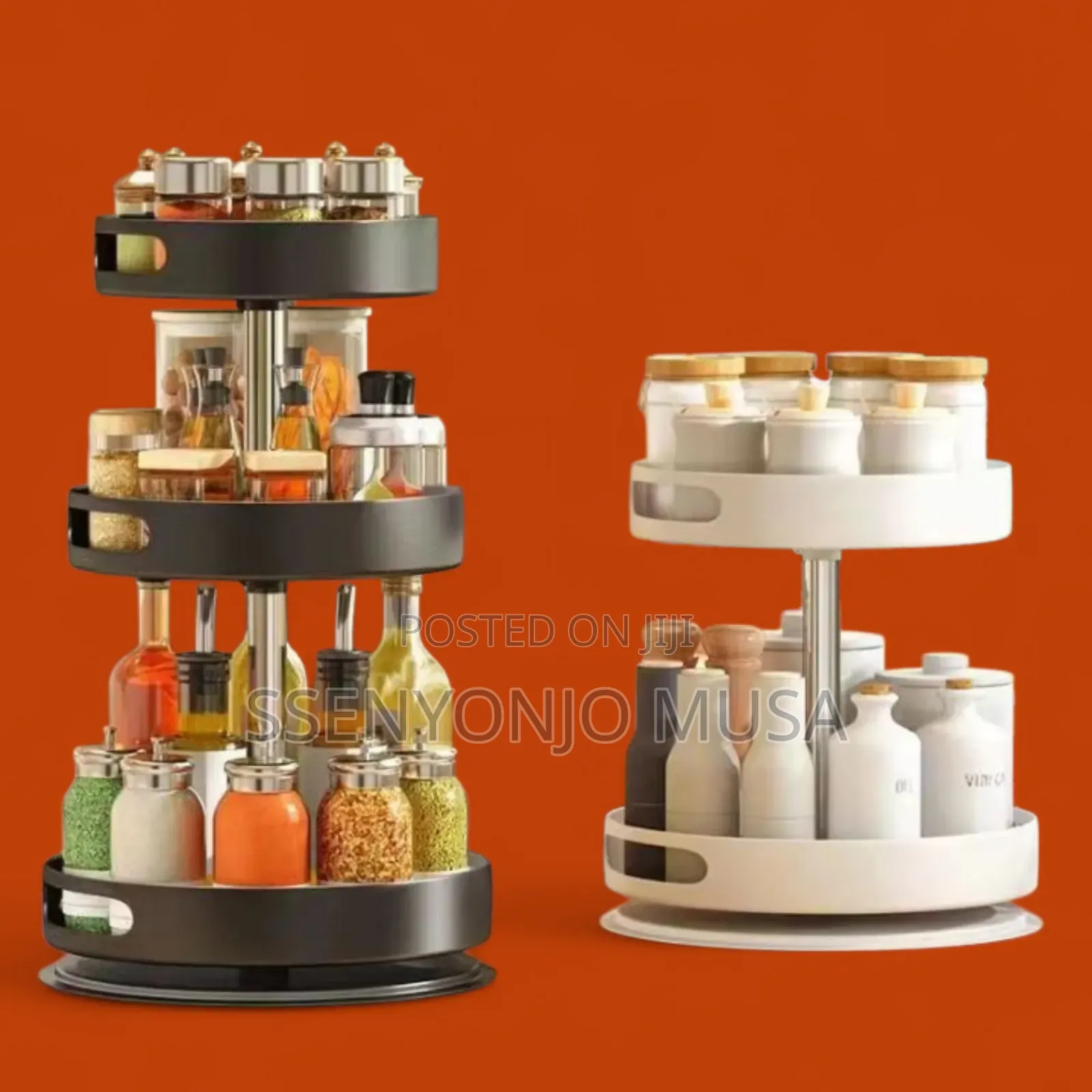 2tier 360° Rotating Kitchen Trolley Shelf-Spice Storage Rack