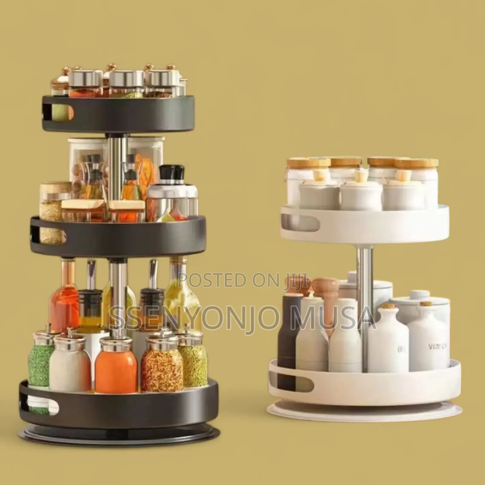 2tier 360° Rotating Kitchen Trolley Shelf-Spice Storage Rack