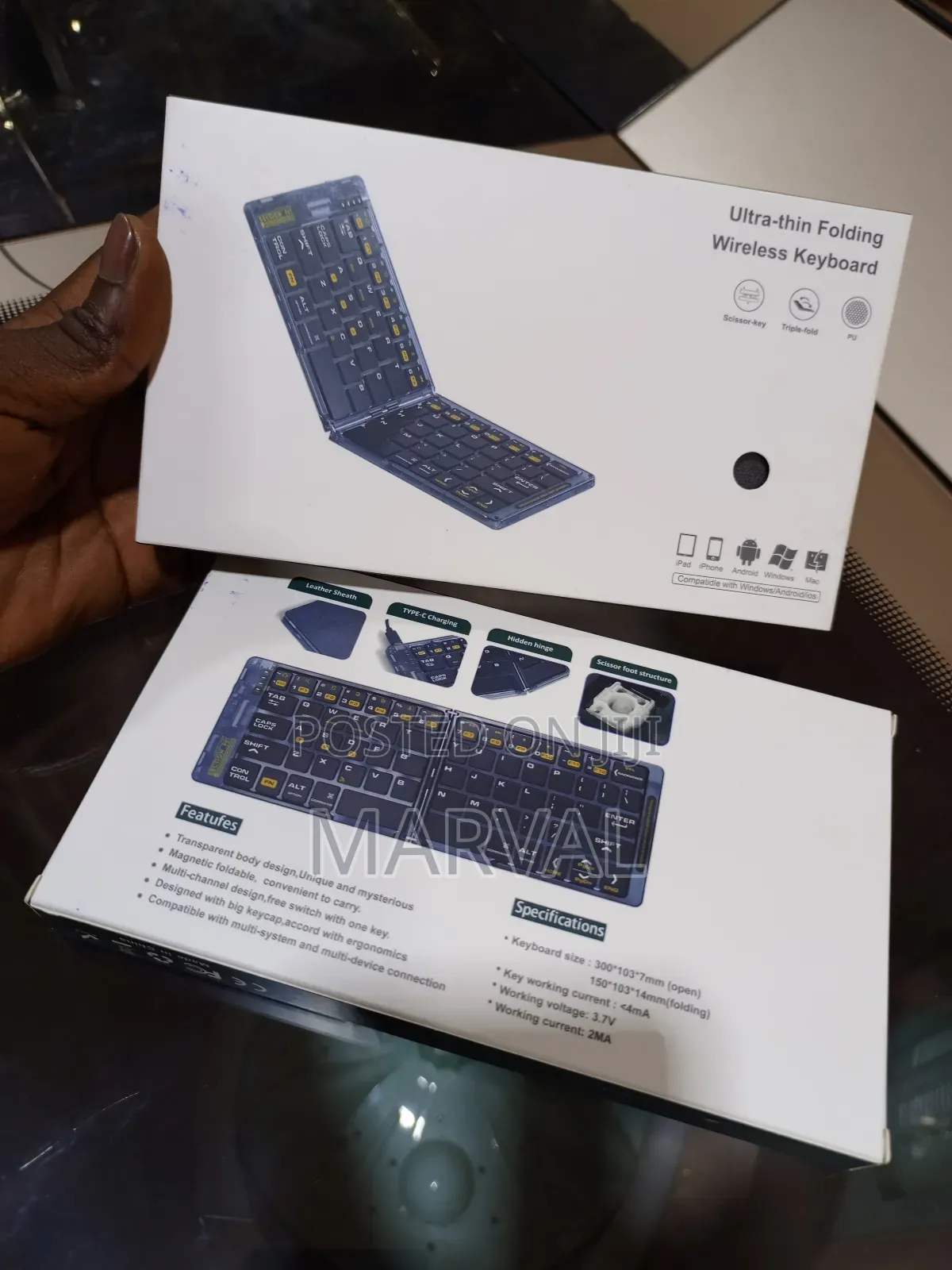 Ultra-Thin Foldable Wireless Keyboard With a Transparent Body Design