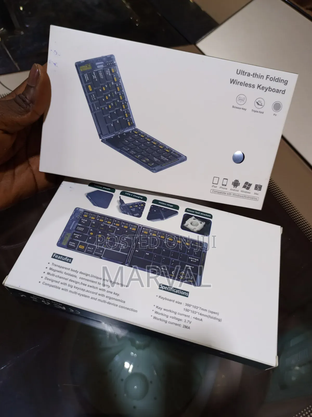 Ultra-Thin Foldable Wireless Keyboard With a Transparent Body Design