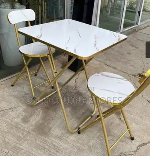 Portable Foldable Marble Table With Chair Set