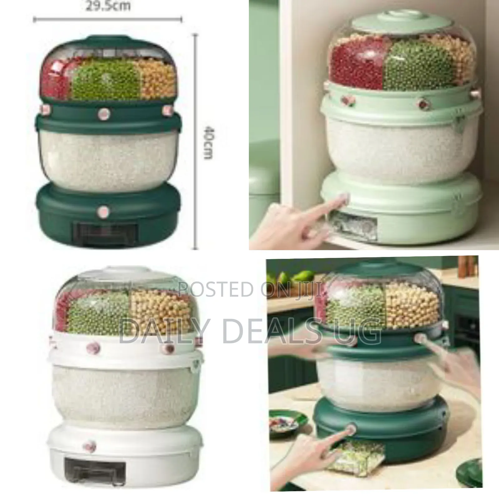 Automatic Rice Dispenser Grain Storage Bin, 360° Rotatable Household
