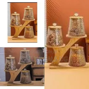 3-Piece Round Airtight Glass Storage Jar Canister Set With Tree Branch