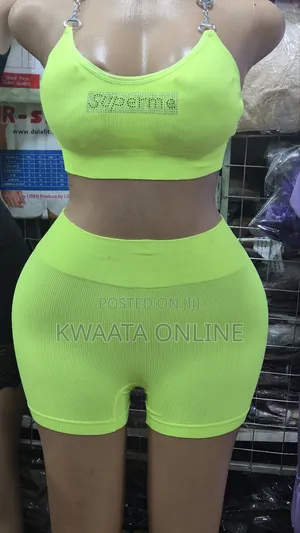 Seamless Ribbed Workout Two Piece Gym Sport Crop Tank Tops Bra,Short