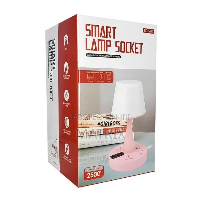 2 in 1 Smart Table Lamp With Extension Socket (4 Outlets, 3 Usb Ports
