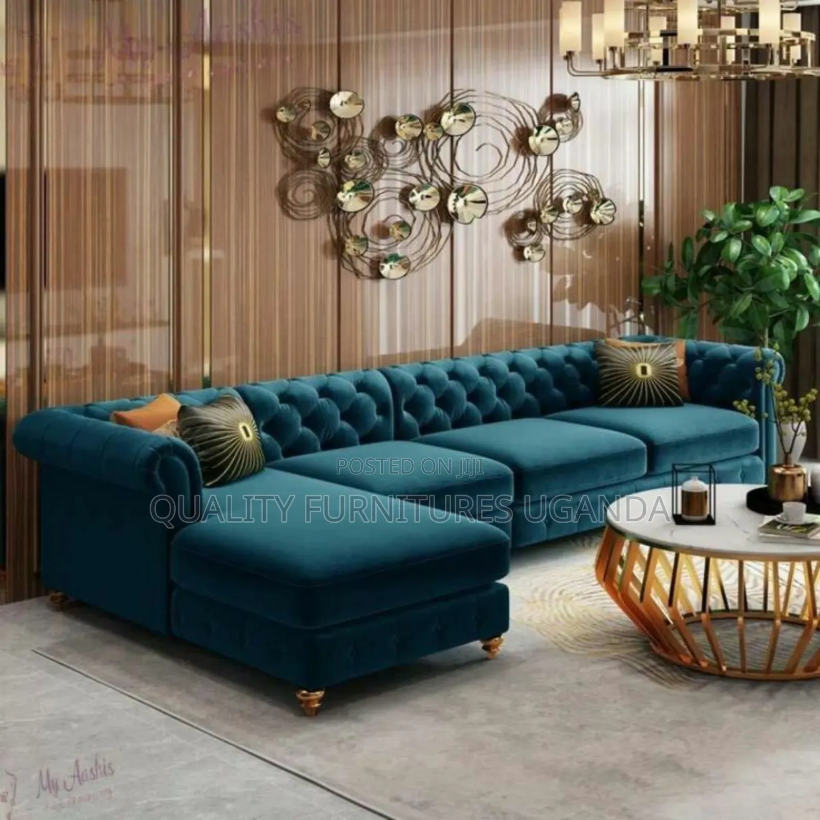 9 Seater P Shaped Chesterfield Sofa Set