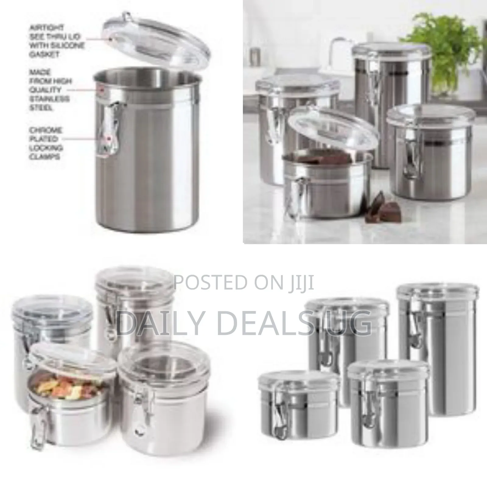 4 Piece Airtight Food Storage Container for Kitchen Counter Canister