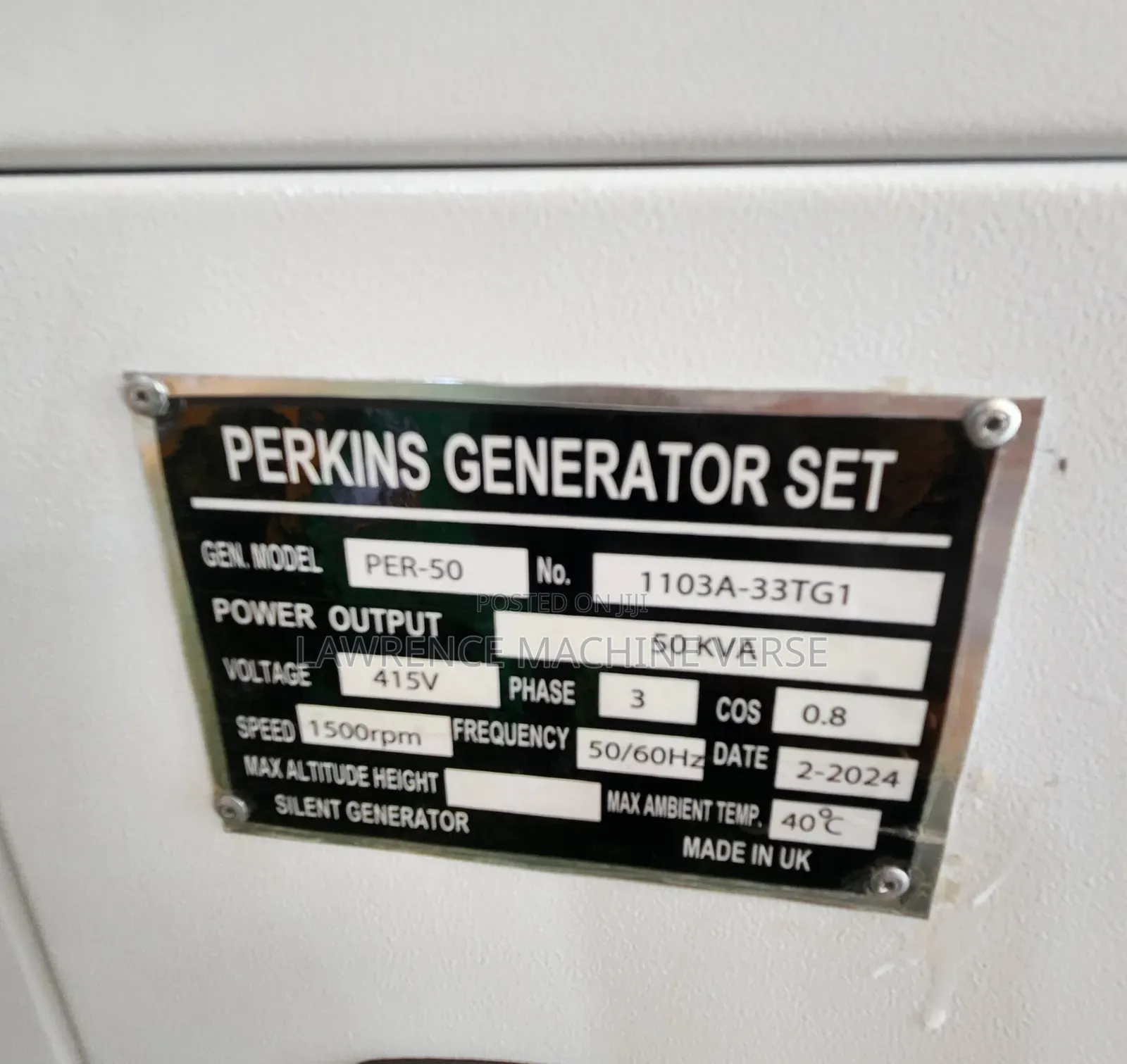 Perkins 50kva Water Cooled Diesel Engine