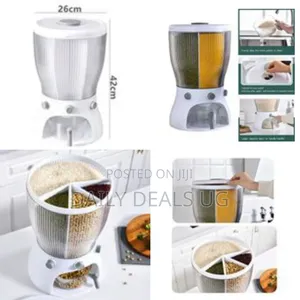 4grid Rotating Cereal Food Rice Bucket Storage Dispenser Box Organizer