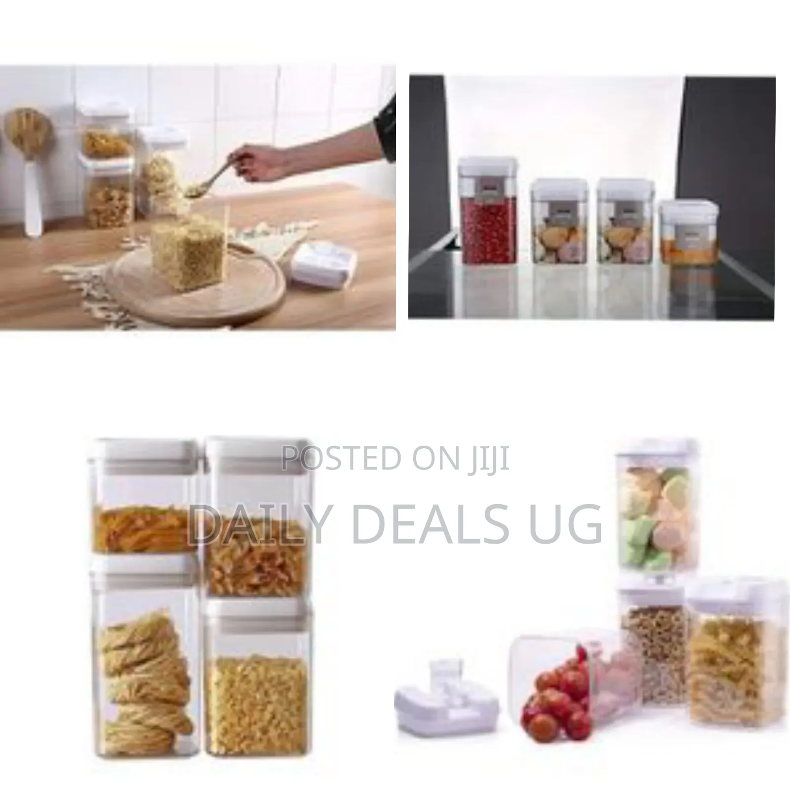 Easy Lock Square Airtight Kitchen Storage Containers 4pc Plastic