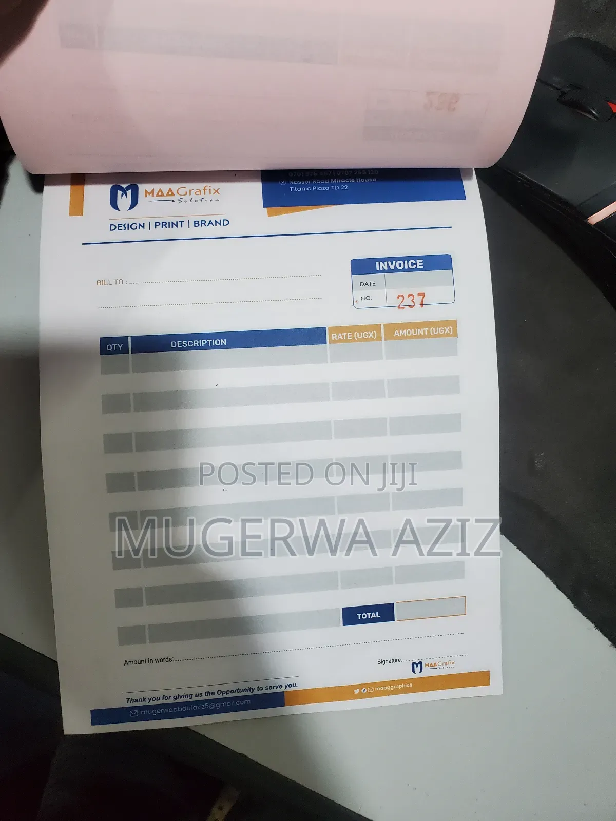 Black and Coloured Receipt Book Design and Printing