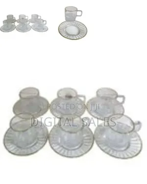 6 Pieces of Gold Line Glass Tea Coffee Cup