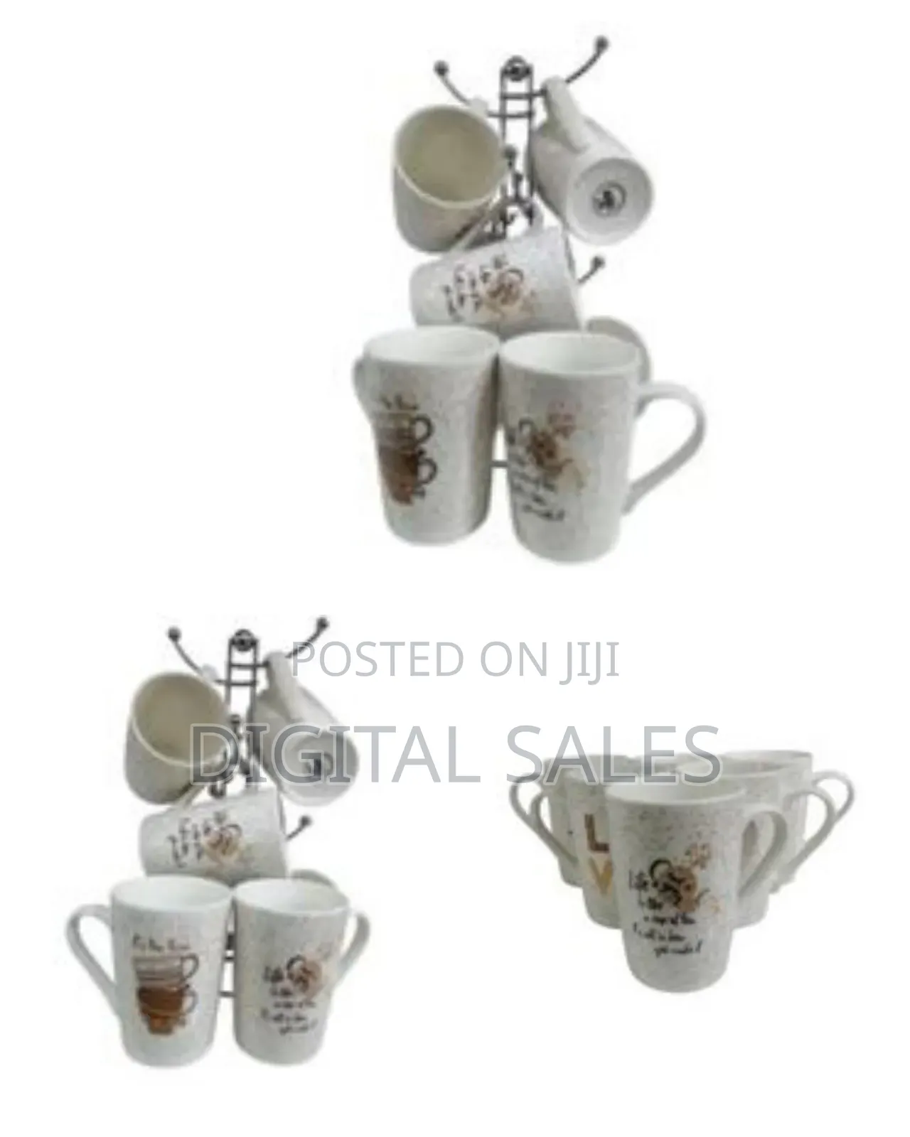 6-Piece Mug Sets 380ml Porcelain Brown Dotted Patterned Coffee