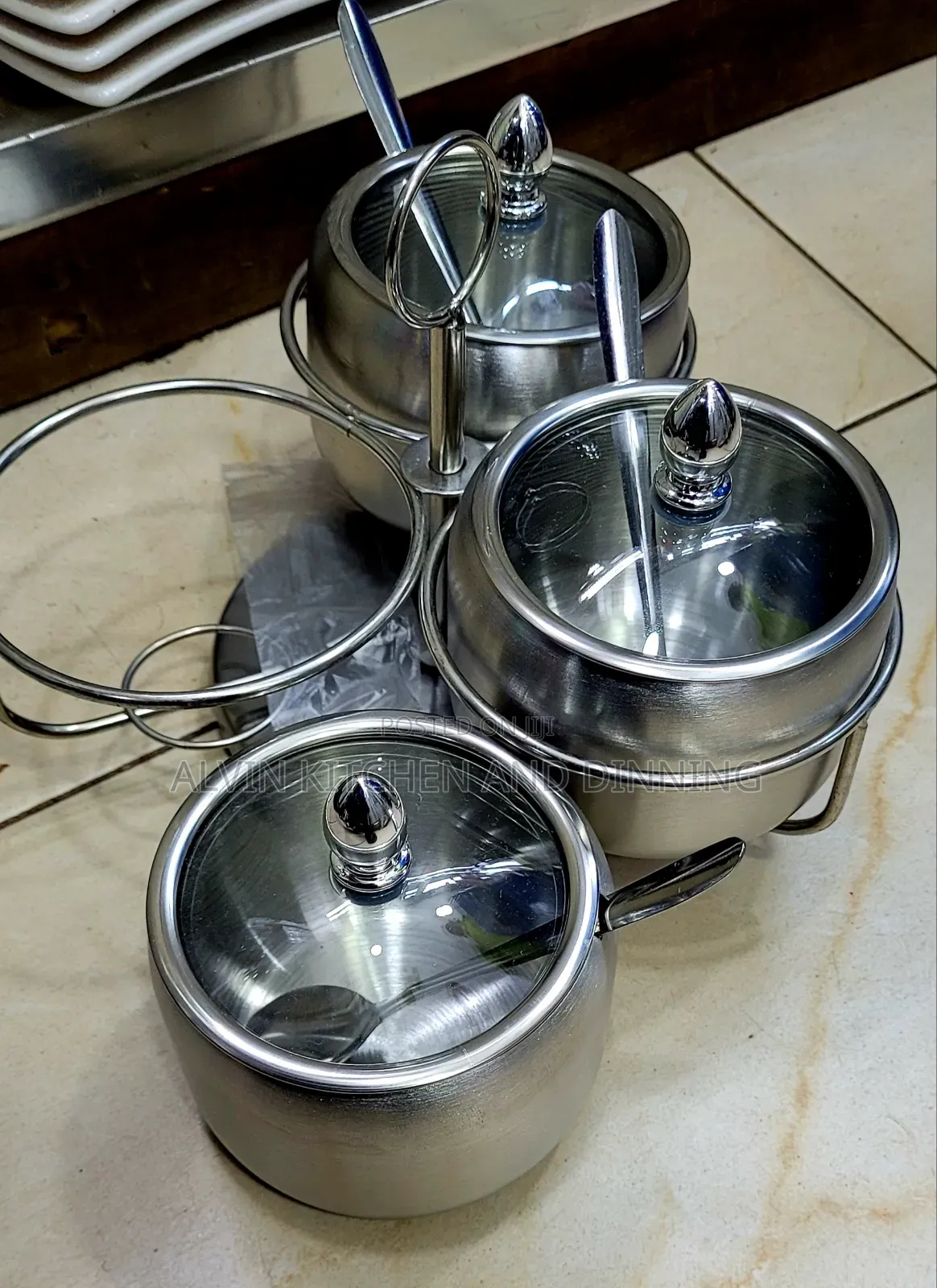 Sugar Bowl Stainless Steel 3pcs