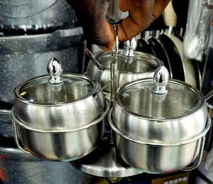 Sugar Bowl Stainless Steel 3pcs